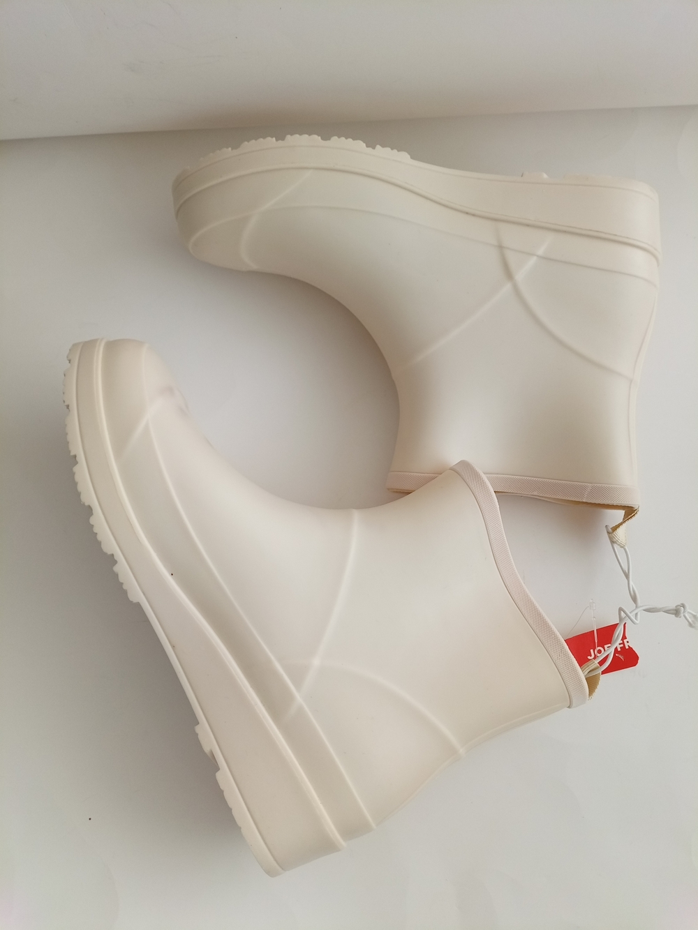 Joe Fresh Cream Wedge Heel Ankle Rain Booties Size 10